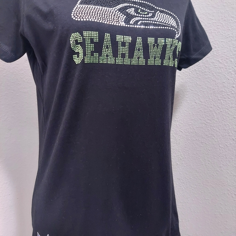Seahawks Womens Fitted Black T-Shirt - Picture 3 of 4